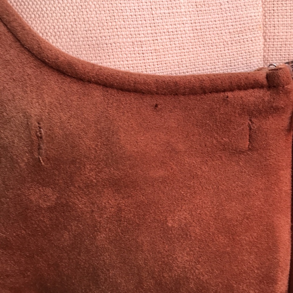 Hyfve terracotta velvety suede like bodycon sleeveless mini dress size L - Picture 6 of 12